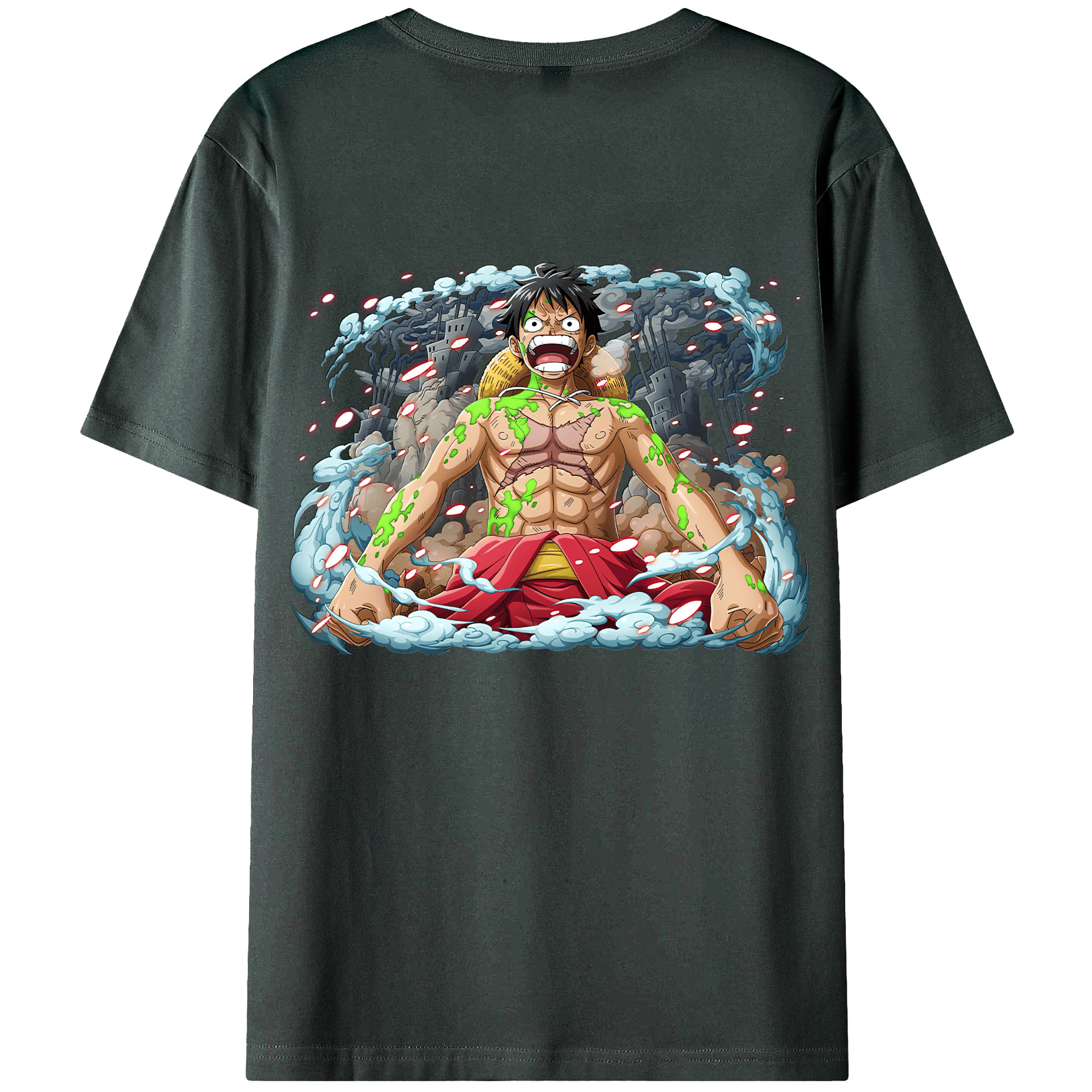 ワンピース モンキー・D・ルフィ ONE PIECE Monkey D. Luffy 綿100％ メンズ半袖Tシャツ（バックプリント） 通気性